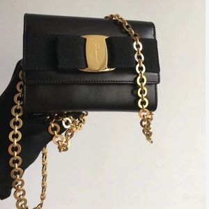 Authentic Salvatore Ferragamo Black Leather purse